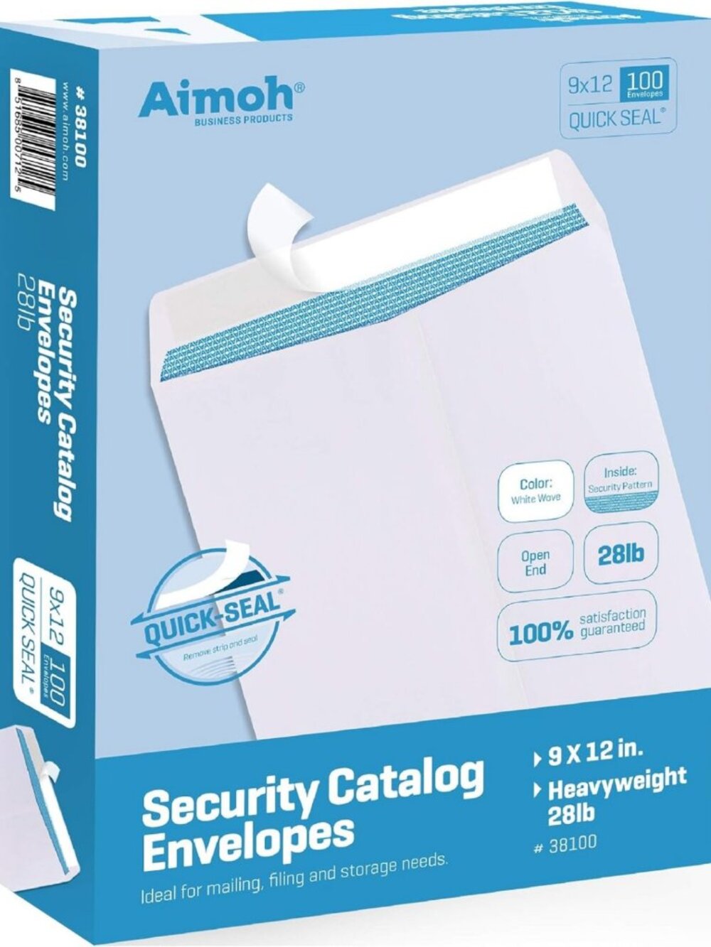 100 Pack 9x12 Security Tinted Self-Seal Catalog Envelopes - Ultra Strong 28lb